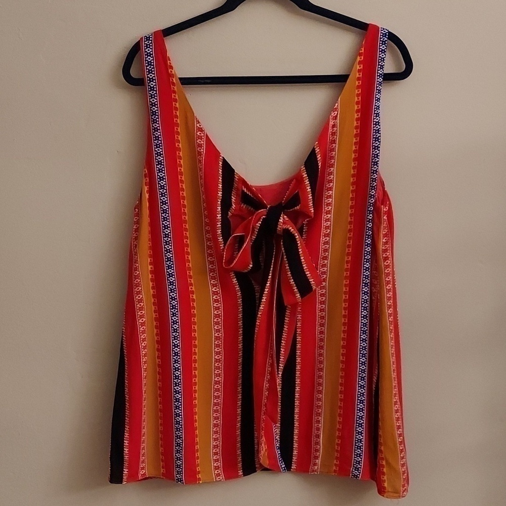 GIANNI BINI Jordan Tie Back Striped Vibrant Color Tank Top New L Resortwear - Picture 11 of 13